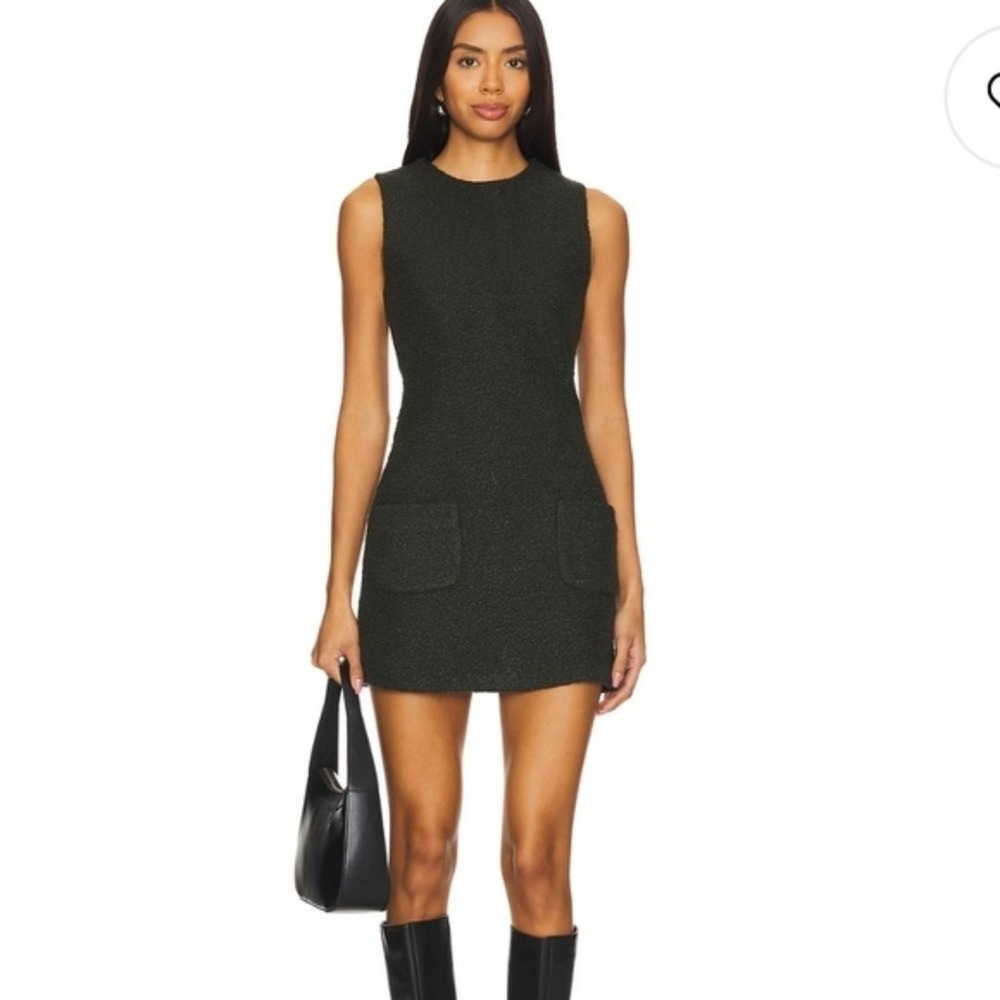 Amanda Uprichard Delia DarkGreen Sleeveless Teddy Like Material Mini Dress NWTMM